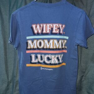 Love And Pineapples Blue Graphic Tee Size Small